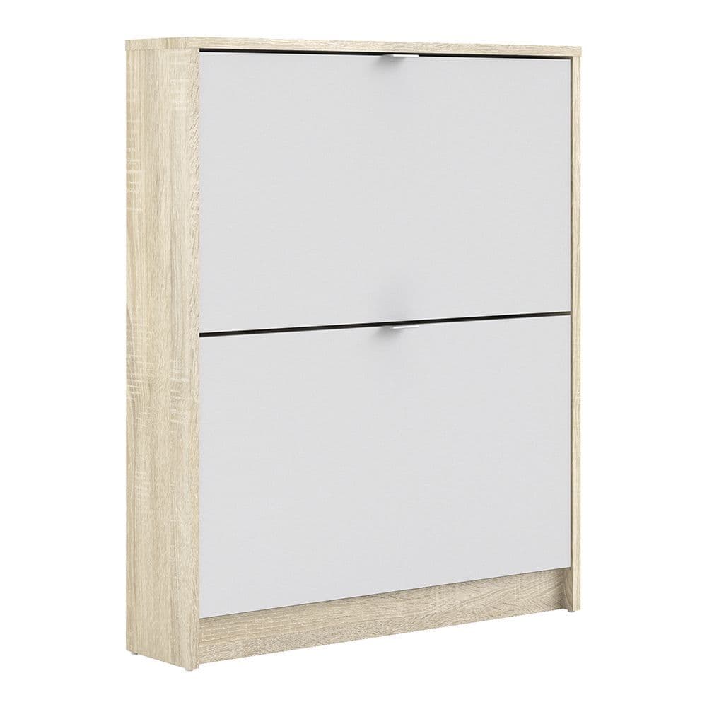 Footwear Shoe cabinet  w. 2 tilting doors and 1 layer in Oak structure White